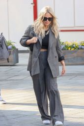 Emily Atack in a Grey Trouser Suit at Heart Radio in London 03/24/2022
