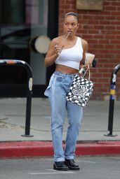Karrueche Tran at Alfred Coffee on Melrose Place 03/17/2022