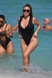Larsa Pippen in a Black Swimsuit - Beach in Miami 03/26/2022