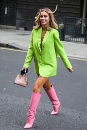 Laura Anderson in a Lime Green Coat Dress and Pink Boots in London 03 ...