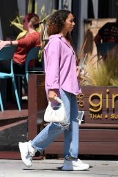 Leona Lewis in a Purple Maternity Shirt - Los Angeles 03/30/2022