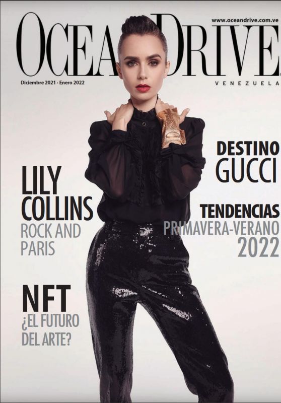Lily Collins - Ocean Drive December 2021/January 2022 Issue