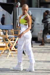 Lizette Pinto Shoots a Maybelline Commercial in in NYC 03/13/2022