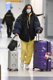 Maya Jama in Travel Outfit at JFK Airport in New York 03/01/2022
