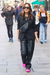 Myleene Klass in Leather Trousers and Neon Pink Trainers - London 03/18/2022