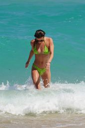 Nina Agdal in a Lime Green Bikini in Miami 03/27/2022