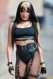 Tinashe Wearing Fishnet Leggings and Leather Accessories - Hollywood 03/15/2022