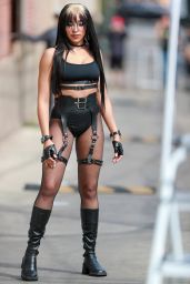 Tinashe Wearing Fishnet Leggings and Leather Accessories - Hollywood 03/15/2022