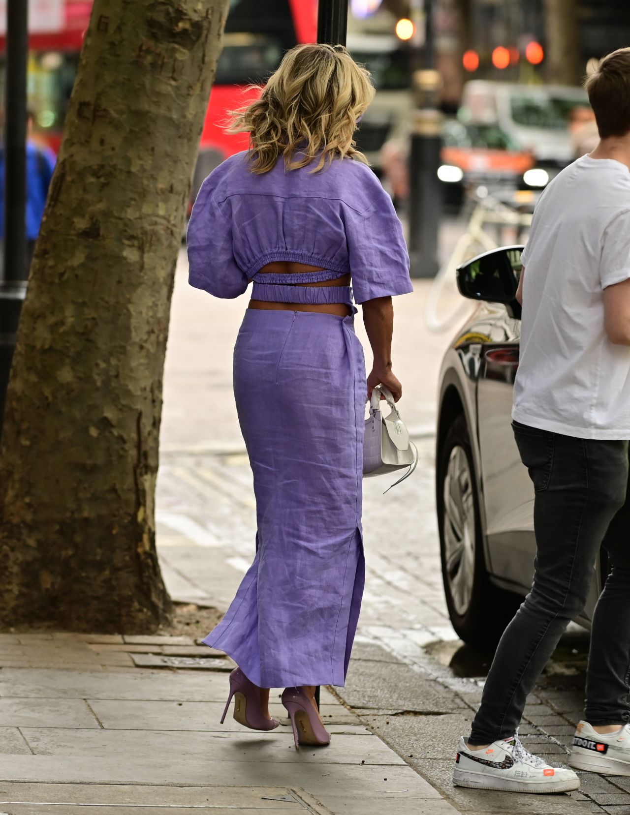 Ashley Roberts in Lilac Crop Top and Matching Trousers - London 04/29