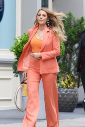 Blake Lively in a Coral Pantsuit - Tribeca 04/25/2022