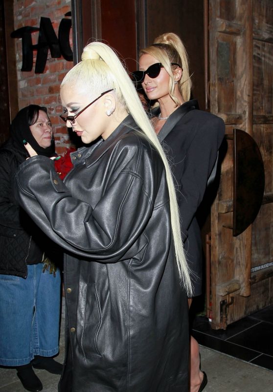 Christina Aguilera and Paris Hilton - TAO Restaurant in Hollywood 04/10/2022