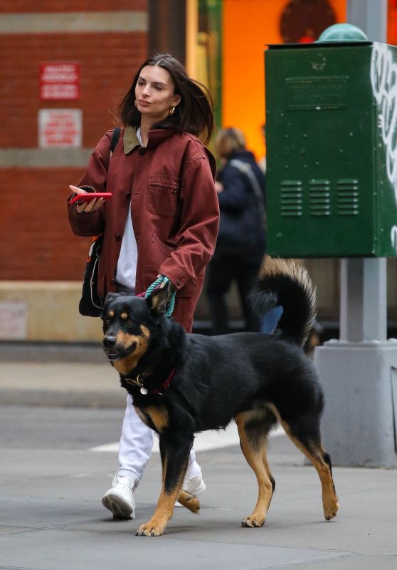 Emily Ratajkowski in a Red Work Jacket - NYC 04/05/2022