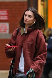 Emily Ratajkowski in a Red Work Jacket - NYC 04/05/2022