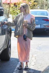 Emma Roberts Wears a Pink Dress and Checkered Jacket - West Hollywood 04/13/2022