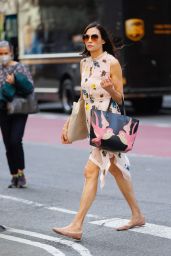Famke Janssen Carried a Valentino Tote Bag and Wore a Floral Print Dress - NYC 04/14/2022