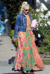 Gwen Stefani Wears a Colorful Easter Sunday Dress - Los Angeles 04/17/2022