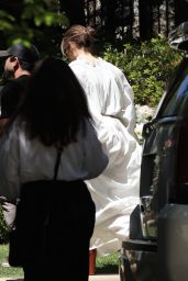 Jennifer Lopez in a White Spring Dress - Brentwood 04/19/2022