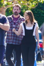 Jennifer Lopez Wears Black Overalls With a White Tee and Shades - Los Angeles 04/13/2022