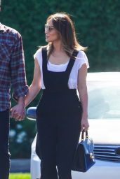 Jennifer Lopez Wears Black Overalls With a White Tee and Shades - Los Angeles 04/13/2022