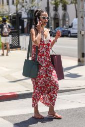 Jordana Brewster Wears a Long Summer Dress - Shopping in Beverly Hills 04/25/2022