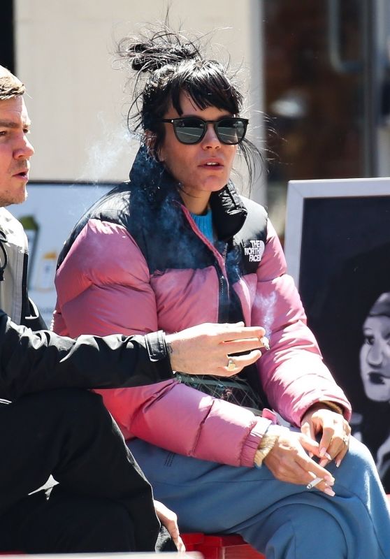 Lily Allen Wearing a North Face Jacket - New York 04/28/2022