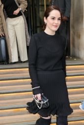 Michelle Dockery in Thigh-high Suede Boots and a Short Black Dress - London 04/26/2022
