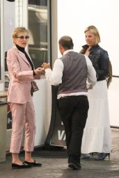 Sharon Stone in a Pink Pantsuit - Shopping at Rodeo Drive in Beverly Hills 04/25/2022