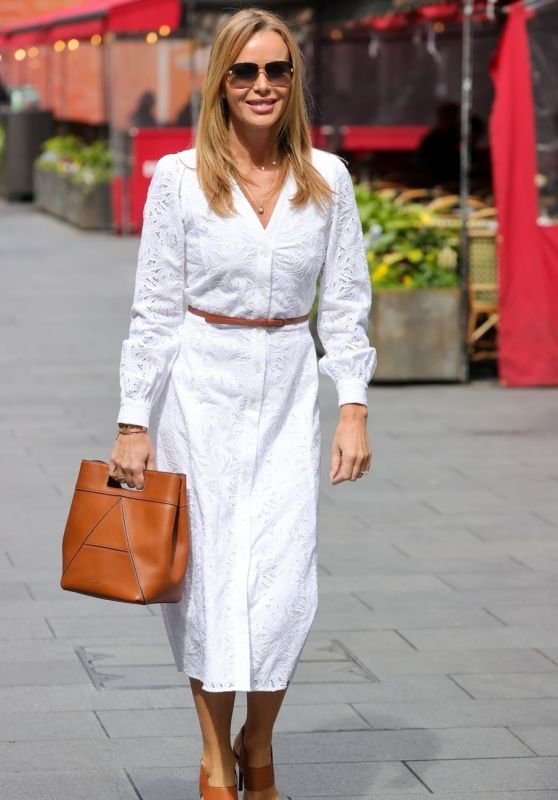Amanda Holden in a Belted White Dress - London 05/24/2022