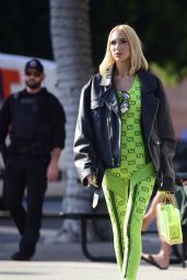 Christine Quinn in a Neon Green Gucci Outfit - Los Angeles 05/02/2022