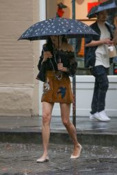 Famke Janssen in a Brown Skirt - NYC 05/16/2022