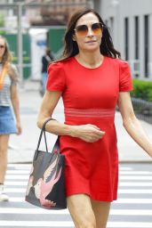 Famke Janssen in a Short Red Dress - Out in New York 05/23/2022