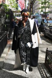 Janelle Monáe in a Black and White Jumpsuit at the Mark Hotel in NYC 05/01/2022