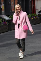 Jenni Falconer in a Pink Coat in London 05/04/2022