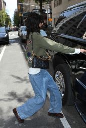Jung Ho-Yeon Wearing a Military-style Jacket, Denim Pants and a Louis Vuitton Bag - New York 05/01/2022