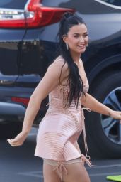 Katy Perry in a Pink Corset Dress - American Idol Set in LA 05/08/2022