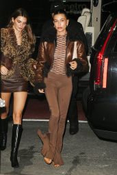 Kendall Jenner and Hailey Rhode Bieber Twinning in Brown Leather - New York 04/30/2022