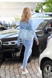 Kimberley Garner in a Light Blue Crop Top and Matching Tight Leggings - Cannes 05/24/2022