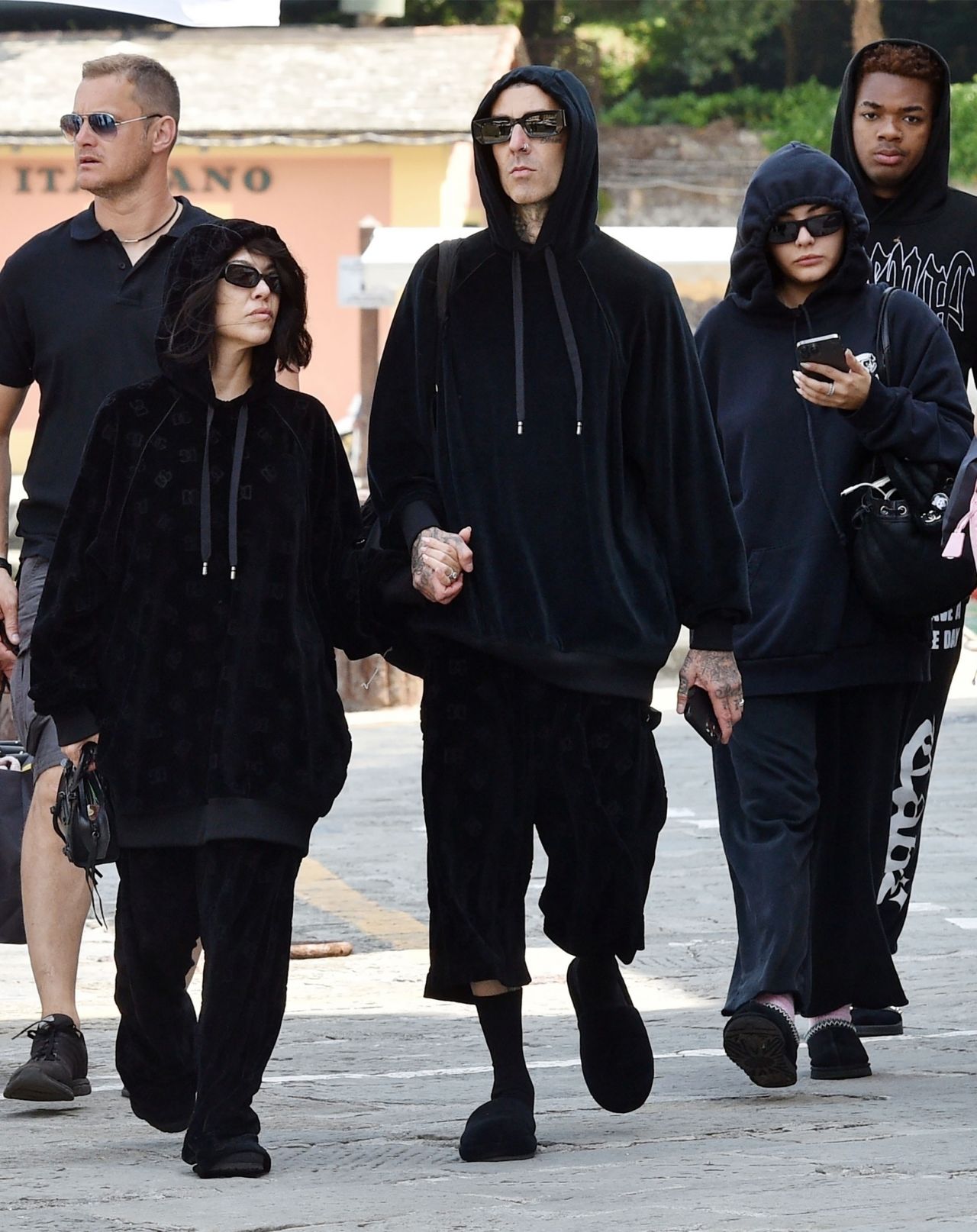 Kourtney Kardashian and Travis Barker Wearing Matching Black Dolce and