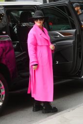 Kris Jenner in a Pink Trench Coat and a Wide Brim Hat - New York 05/01/2022
