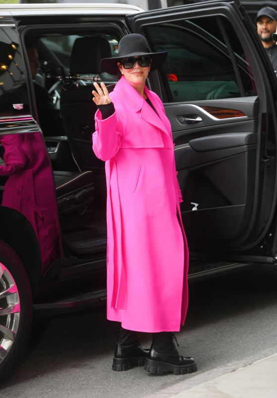 Kris Jenner in a Pink Trench Coat and a Wide Brim Hat   New York 05 01 2022   - 12