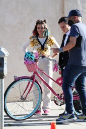 Lucy Hale - Riding a Bike on a Film Set in La 05/08/2022