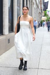 Melissa Barrera in a White Dress and Black Leather Boots   New York 05 23 2022   - 63