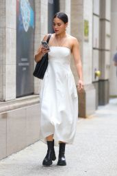 Melissa Barrera in a White Dress and Black Leather Boots   New York 05 23 2022   - 51