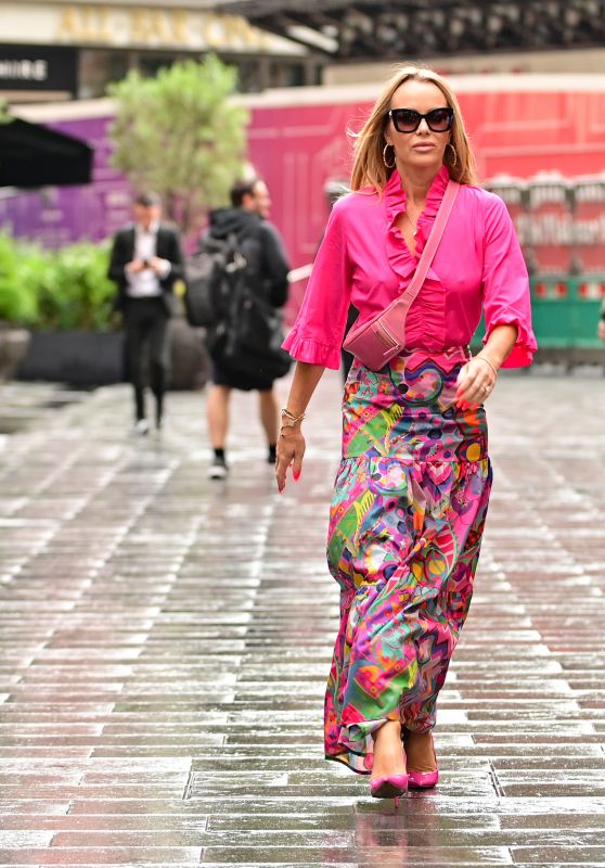 Amanda Holden In A Frilly Pink Shirt And Bold Maxi Skirt London 06 29 ...
