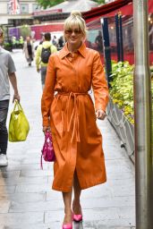 Ashley Roberts in an Orange PU Shirt Dress - London 06/06/2022