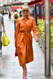 Ashley Roberts in an Orange PU Shirt Dress - London 06/06/2022