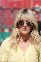 Ashley Roberts in Canary Yellow Two Piece at Heart Radio in London 06/21/2022