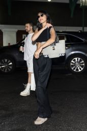 Bella Hadid in High Waisted Trousers and a Black Crop Top - New York 06/02/2022