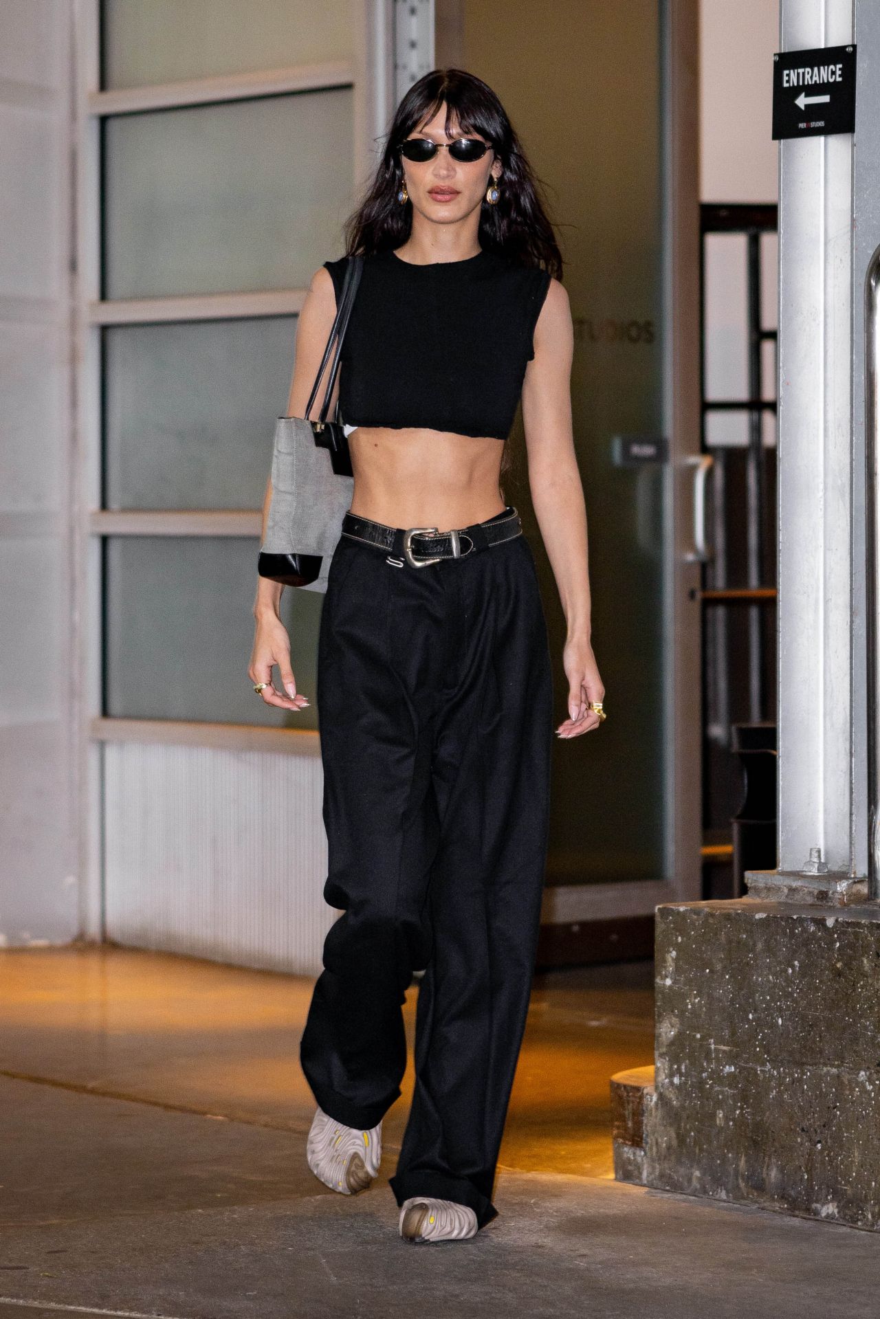 Bella Hadid Heats Things Up in a Cropped Halter Top and Baggy Trousers -  Harper's BAZAAR Malaysia