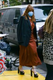 Bryce Dallas Howard Wearing a Burnt Orange Dress With a Blazer on Top 06/10/2022